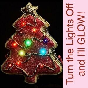 Betsey Johnson Christmas Tree Bag Vintage Novelty Lights Up Battery Pack Purse